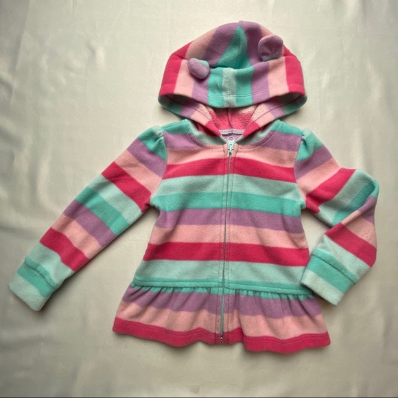 Childrens Place Girls Fleece Multi-Stripe Full Front Zip-up Hoodie - Picture 16 of 16
